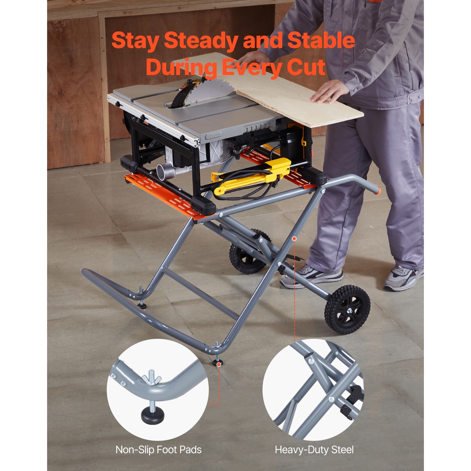 Portable Table Saw Stand With Wheels 350 Lbs Load Capacity Rolling Foldable_voghion.com